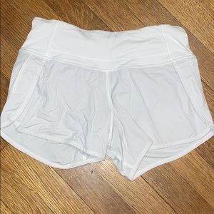 White lululemon speed up shorts